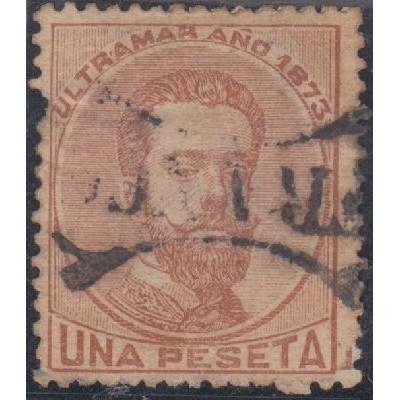 1873-13. CUBA 1873. Ant.27. 1 peseta. Cancelado con marca prefil