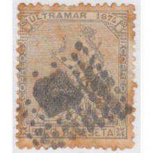 1874-7. CUBA 1874. Ed.28. 25c usado con marca postal espanola.
