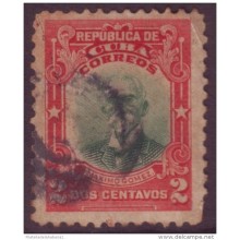 1910-6 CUBA 1910 REPUBLICA. 2c. MAXIMO GOMEZ. CENTRO DESPLAZADO CANCELADO