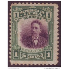 1910-3 CUBA 1910 REPUBLICA. 1c BARTOLOME MASO. CENTRO DESPLAZADO DERECHA