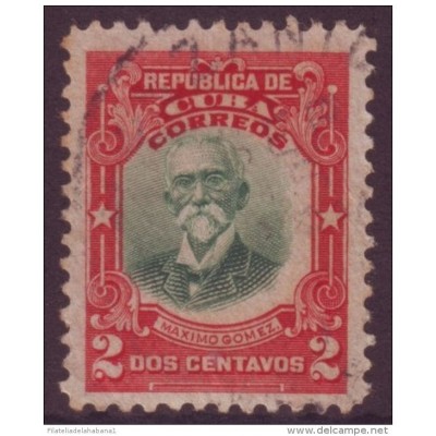 1910-17 CUBA 1910 REPUBLICA. 2c. MAXIMO GOMEZ CENTRO DESPLAZADO IZQUIERDA