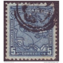 1914-64 CUBA. REPUBLICA. 1914. Ed.198A. 5c. MAPA. MAPITAS. MAP. FANCY CANCEL