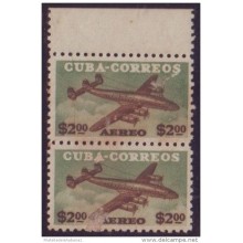 1953-137 CUBA. REPUBLICA. 1953. Ed. 559. 2$. AVION AIRPLANE CONSTELLATION GOMA MANCHADA