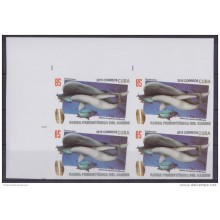 2015.106 CUBA 2015 MNH PROOF IMPERFORATED BLOCK 4 PREHISTORIC WHALE BALLENA.