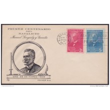 1949-FDC-63 CUBA REPUBLICA 1949 FDC MANUEL SANGUILY RED CANCEL. LILY COVER.