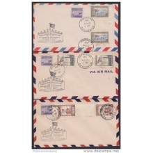 1951-FDC-58 CUBA REPUBLICA 1951 FDC CENTENARIO DE LA BANDERA FLAG. CARDENAS CANCEL AIR GUTTER PAIR