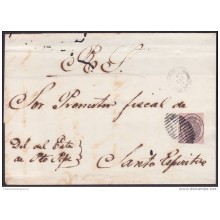 1858-H-138 CUBA SPAIN ESPAÑA. ISABEL II. 1858. OFFICIAL MAIL. 1 On COVER FANCY CANCEL PUERTO PRINCIPE. 1864.