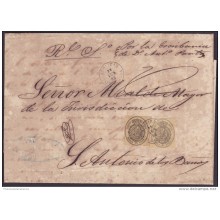1858-H-140 CUBA SPAIN ESPAÑA. ISABEL II. 1858. OFFICIAL MAIL. &frac12 On COVER CANCEL ALQUIZAR 1863.