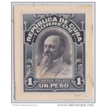 1910-81 CUBA. REPUBLICA. 1910. 1$ CARLOS ROLOFF. Ed.188. IMPERFORATED CARDBOARD PROOF. POLAND.