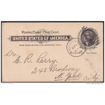1899-EP-111. CUBA. US OCCUPATION. 1899. Ed.39. ENTERO POSTAL. POSTAL STATIONERY TO NEW YORK.