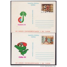 1982-EP-112 CUBA 1982. Ed.131-32. POSTAL STATIONERY. TARJETA POSTAL. XIV JUEGOS CENTROAMERICANOS. UNUSED.