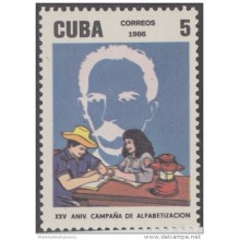 1986.25 CUBA 1986 Ed.3236 XXV ANIV DE LA CAMPAÑA DE ALFABETIZACION. LITERACY CAMPAIG JOSE MARTI. MNH