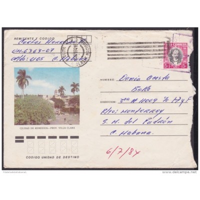 1983-EP-104 CUBA 1983. Ed.193f. ANGOLA WAR. POSTAL STATIONERY. MARTI. CIUDAD DE REMEDIOS. USED.