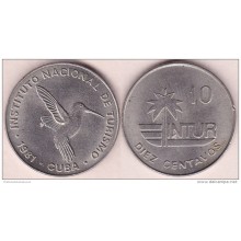 1981-MN-101 CUBA EXCHANGE INTUR COIN. 1981. 10c. KM 415.1. BIRD AVES PAJAROS COLIBRI ZUNZUN. 10 IN NUMBERS.