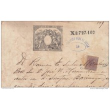 1884-UF-1 (LG224) CUBA SPAIN ESPAÑA. ALFONSO XII. 1884 2 1/2c REVENUE USE FOR SEALLED PAPER.