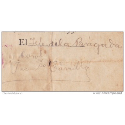 E3056 CUBA INDEPENDENCE WAR 1898 SIGNED DOC MAYOR GENERAL FRANCISCO CARRILLO.