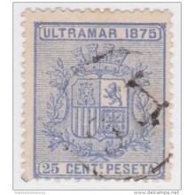1875-39 CUBA ESPAÑA SPAIN. REPUBLICA. 1875. Ed. Ant.32. 25c MARCA PC