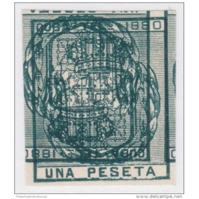 1880-62 CUBA ESPAÑA SPAIN. ALFONSO XII. TELEGRAFOS TELEGRAPH. 1880. 1 pta Ed.49. PROOF MACULATURA