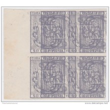 1888-2 CUBA ESPAÑA SPAIN. ALFONSO XII. 1888. 40c Ed.66. TELEGRAFOS TELEGRAPH PROOF MACULATURA BLOCK 4