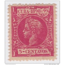 1898-90 CUBA ESPAÑA SPAIN. ALFONSO XIII. 1898. 5c CARMIN Ed.163. MNH. GOMA OSCURECIDA.