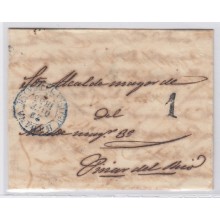 PREFI-97. Cuba España Spain. Prefilatelia Stampless. Baeza Habana blue. Tipe II. 1855.