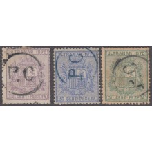1875-15. CUBA 1875. Ed.31-33. 12 1/2-25-50c Cancelado con la marca "PC". Solo conocida en cartas a Estados Unidos