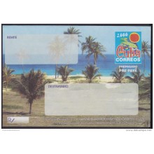 2000-EP-128 CUBA 2000. Ed.9. SOBRE CARTA. POSTAL STATIONERY. VARADERO BEACH. LONG SIZE. UNUSED.