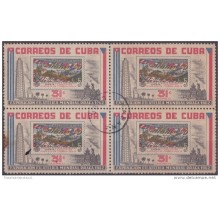 1962-41 CUBA. 1962. Ed.965 EXPO PRAGA CHECOSLOVAQUIA. BLOCK 4. "3" BROOKEN. USED