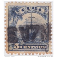 1905-90 CUBA REPUBLICA. 1905. Ed.178. 5c BARCO SHIP. MATANZAS LINE CANCEL.