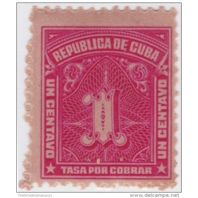 1927-15 CUBA REPUBLICA. 1914. Ed.8. 1c. TASA POR COBRAR. POSTAGE DUE ORIGINAL GUM NO MNH.