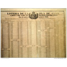BON113 CUBA ESPAÑA SPAIN ANTILLES LOTTERY LARGE POSTER 1869 826 44x60cm. LOTERIA