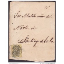 1858-H-151 CUBA ESPAÑA SPAIN. CORREO OFICIAL. 1858. OFFICIAL MAIL COVER. MEDIA ONZA. CARTA A SANTIAGO DE CUBA.
