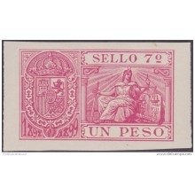 IMP-35 CUBA SPAIN ESPAÑA. REVENUE. POLIZAS. 1898. SELLO 7. UN PESO. MH.