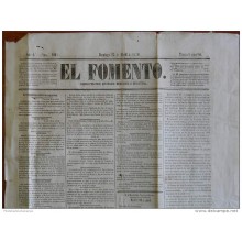 BP250 CUBA SPAIN NEWSPAPER ESPAÑA 1848 EL FOMENTO BARCELONA 25/04/1848 49X33cm