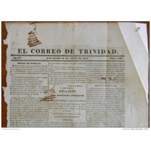 BP252 CUBA SPAIN NEWSPAPER ESPAÑA 1838 EL CORREO DE TRINIDAD 19/05/1838 39X43cm
