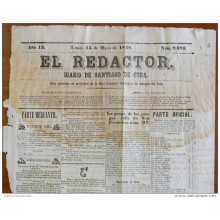 BP253 CUBA SPAIN NEWSPAPER ESPAÑA 1848 EL REDACTOR 15/05/1848 55X37cm SANTIAGO C