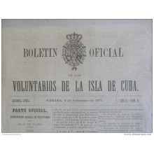 BP255 CUBA SPAIN NEWSPAPER ESPAÑA 1877 BOLETIN OFICIAL 09/09/1877 32X23cm