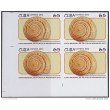 2012.309 CUBA 2012 MNH IMPERFORATED PROOF EXPO INDONESIA CARACOLES SEASHELL SNAIL BLOCK 4.