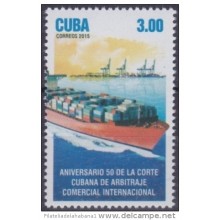 2015.93 CUBA 2015 MNH BARCO MERCANTE SHIP 50 ANIV CORTE CUBANA DE ARBITRAJE COMERCIAL INTERNACIONAL.