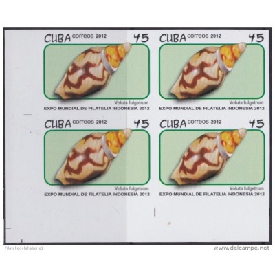 2012.308 CUBA 2012 MNH IMPERFORATED PROOF EXPO INDONESIA CARACOLES SEASHELL SNAIL BLOCK 4.