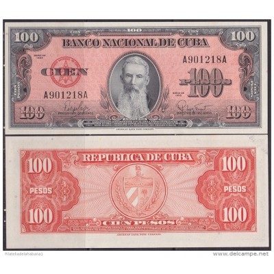 1959-BK-26 CUBA. 1959. 100$. FRANCISCO VICENTE AGUILERA. UNC