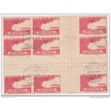 1936-196. (LG277) CUBA. REPUBLICA. 1936. Ed.279CH. 2c ZONA FRANCA CENTRO DE HOJA. CENTER OF SHEET. USED BLOCK 9.