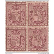 1879-60 CUBA SPAIN ESPAÑA 1878 TELEGRAPH 1pta NO GUM BLOCK 4
