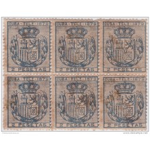 1879-61 CUBA SPAIN ESPAÑA 1879 TELEGRAPH 2pta NO GUM BLOCK 6