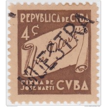1937-228 CUBA. REPUBLICA. 1937. Ed.312. ESCRITORES Y ARTISTAS. 4c CUBA. MUESTRA PROOF. GOMA MANCHAS.