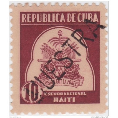 1937-232 CUBA. REPUBLICA. 1937. Ed.317. ESCRITORES Y ARTISTAS. 10c HAITI. MUESTRA PROOF. GOMA MANCHAS.