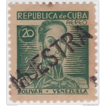 1937-233 CUBA. REPUBLICA. 1937. Ed.325. ESCRITORES. 20c VENEZUELA BOLIVAR. MUESTRA PROOF. GOMA MANCHAS.