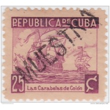 1937-234 CUBA. REPUBLICA. 1937. Ed.319. ESCRITORES. 25c SHIP COLON COLUMBUS. MUESTRA PROOF. GOMA MANCHAS.