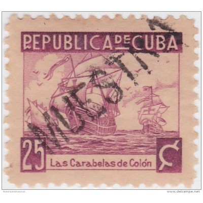 1937-234 CUBA. REPUBLICA. 1937. Ed.319. ESCRITORES. 25c SHIP COLON COLUMBUS. MUESTRA PROOF. GOMA MANCHAS.