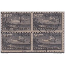 1930-20 CUBA. REPUBLICA. 1930. Ed.262. 1$. AVION USED BLOCK 4.